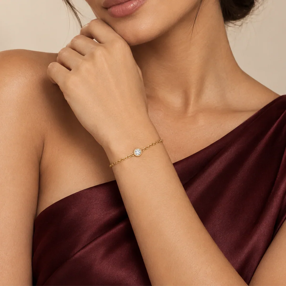 Solitaire CZ Chain Bracelet - view 3
