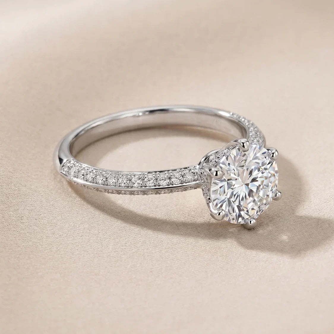 Solitaire-Inspired Pavé CZ Engagement Ring