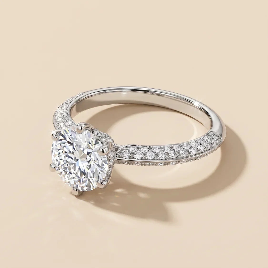 Solitaire-Inspired Pavé CZ Engagement Ring - view 4