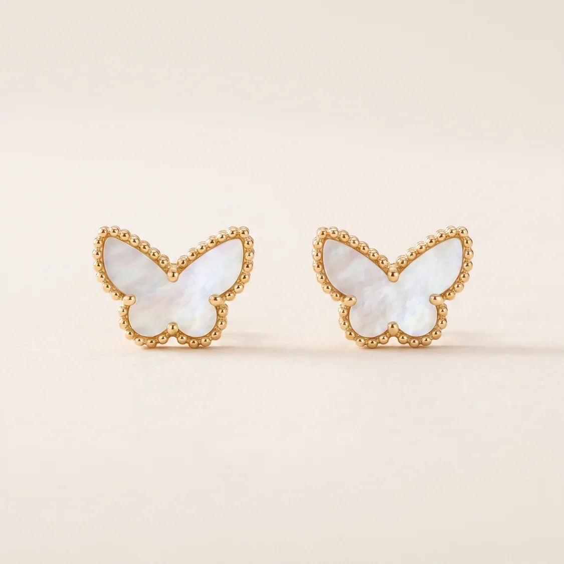 White Mother-of-Pearl Butterfly Stud Earrings