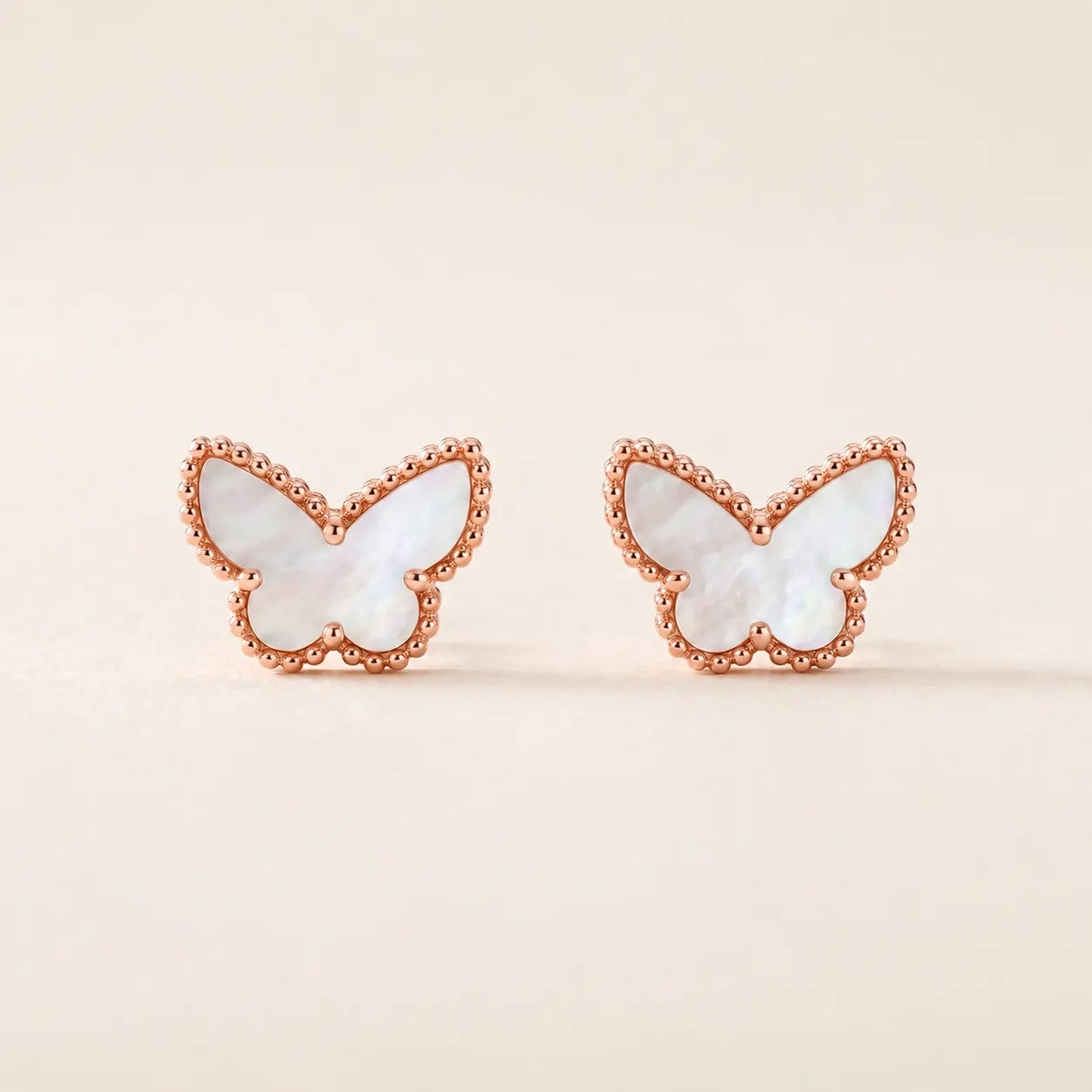 White Mother-of-Pearl Butterfly Stud Earrings - view 6