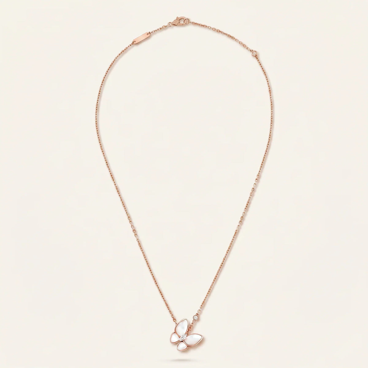 White Pearl CZ Butterfly Necklace
