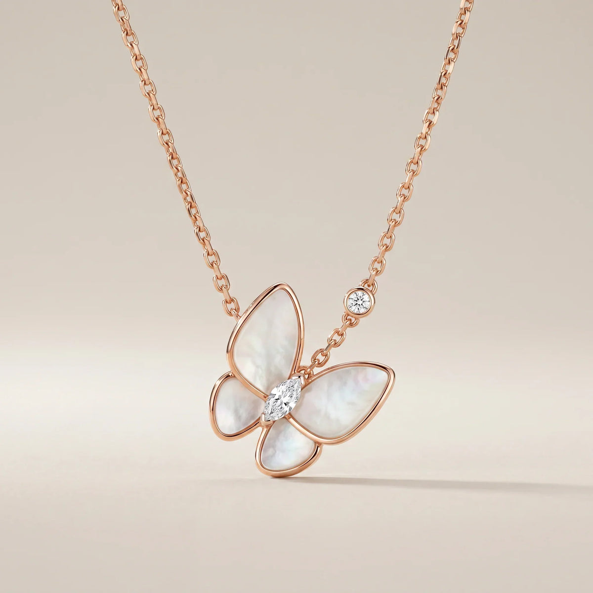 White Pearl CZ Butterfly Necklace - view 5